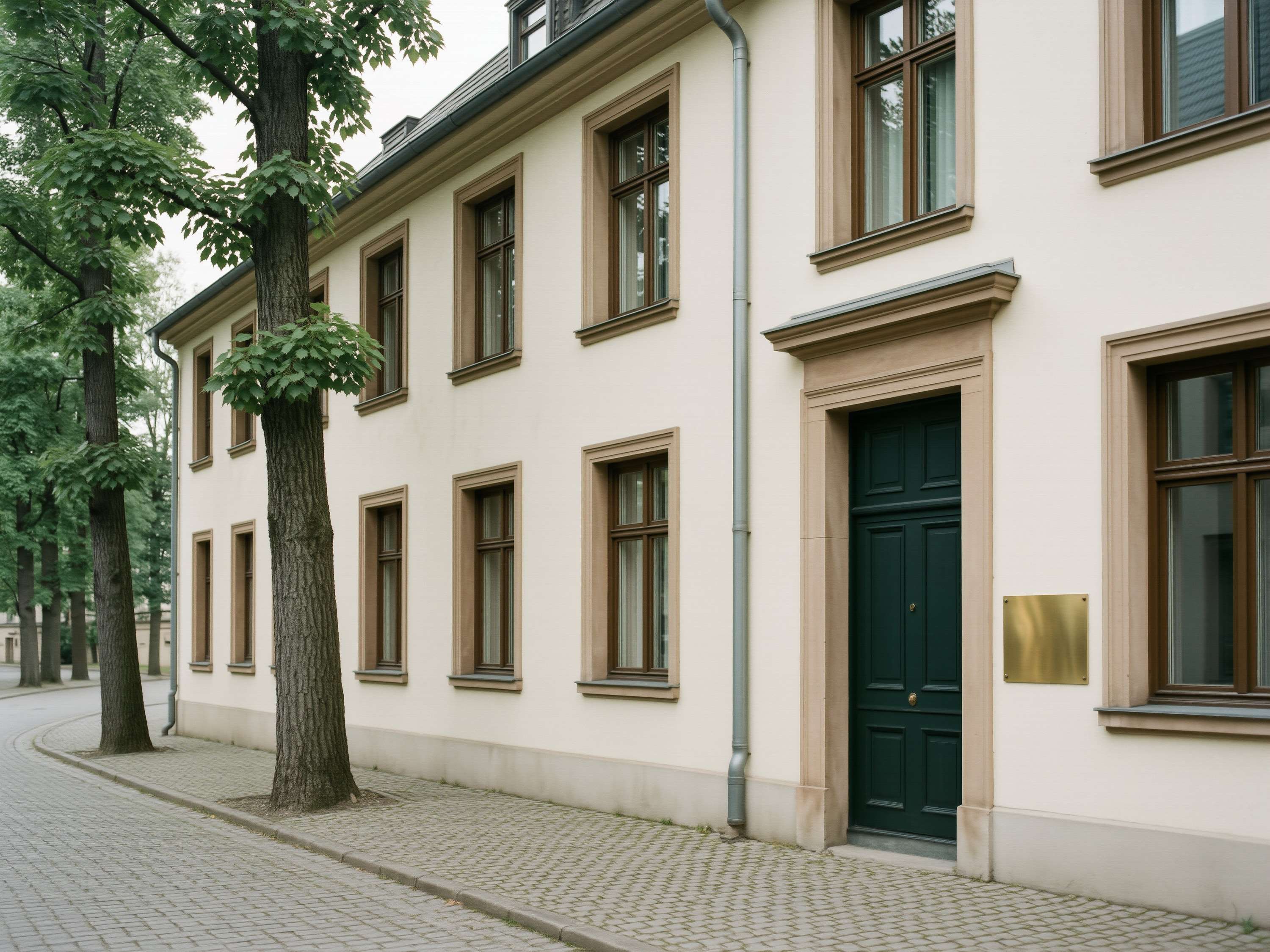 Gründerzeitfassade mit Messingschild an der Reichenhaller Straße